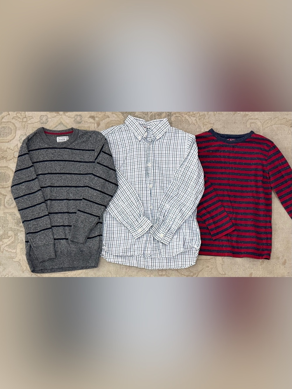 Lot of 3 Long-sleeve Boys Shirts Youth Size 8